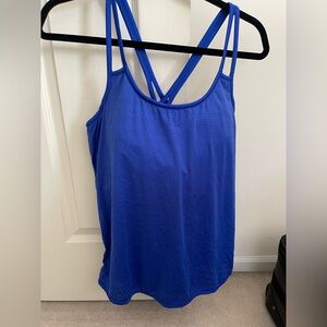 Athleta Royal Blue Athletic Tank Sz L Built-in Bra